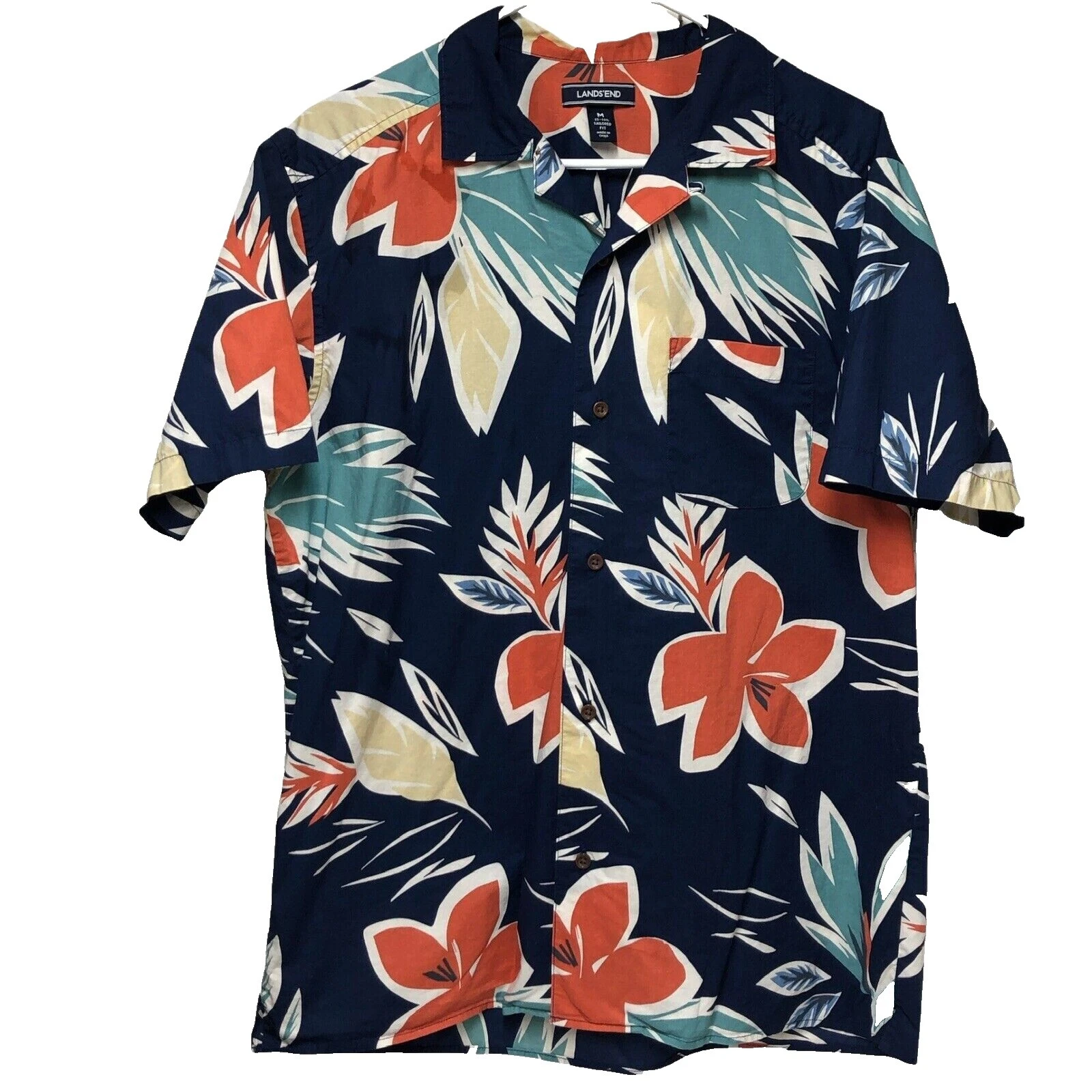 Lands 'End Floral Casual De Algodón Camisas con botones para hombres