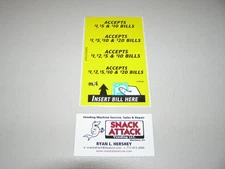 VM010 DOLLAR BILL CHANGER MACHINE LABEL STICKERS - Accepts $1, $5, $10 & $20