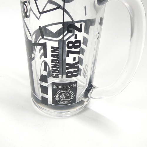 Gundam Cafe Glass RX-78-2 Japan Black Clear w/Handle - Picture 2 of 6
