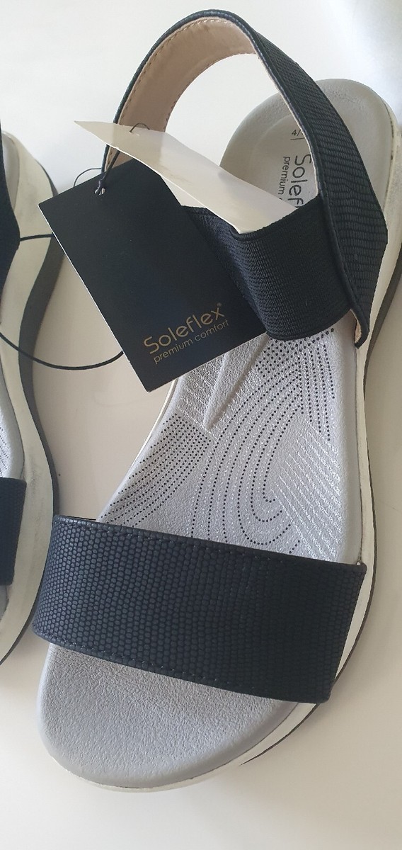 BRAND NEW BLACK SOLEFLEX COMFORT FLEXI SANDALS shoes
