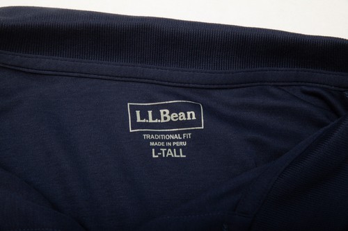 LL Bean Polo Shirt Men Large Tall Blue Long Sleeves Traditional Fit Pima Cotton - Picture 4 of 9