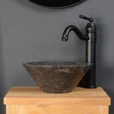 Aufsatzwaschbecken Marmor 30 x 12 cm rund schwarz Naturstein Bad wohnfreuden