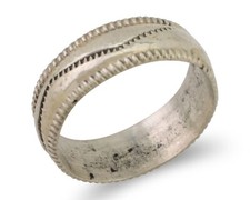 Navajo Hand Stamped Band 925 Silver 6.0 mm Native Artist Size 5.5 C.80's