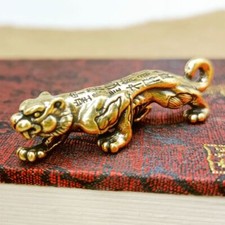 Solid Brass Big Tiger Animal Shape Lanyard Bead Knife Paracord Keychain Pendant