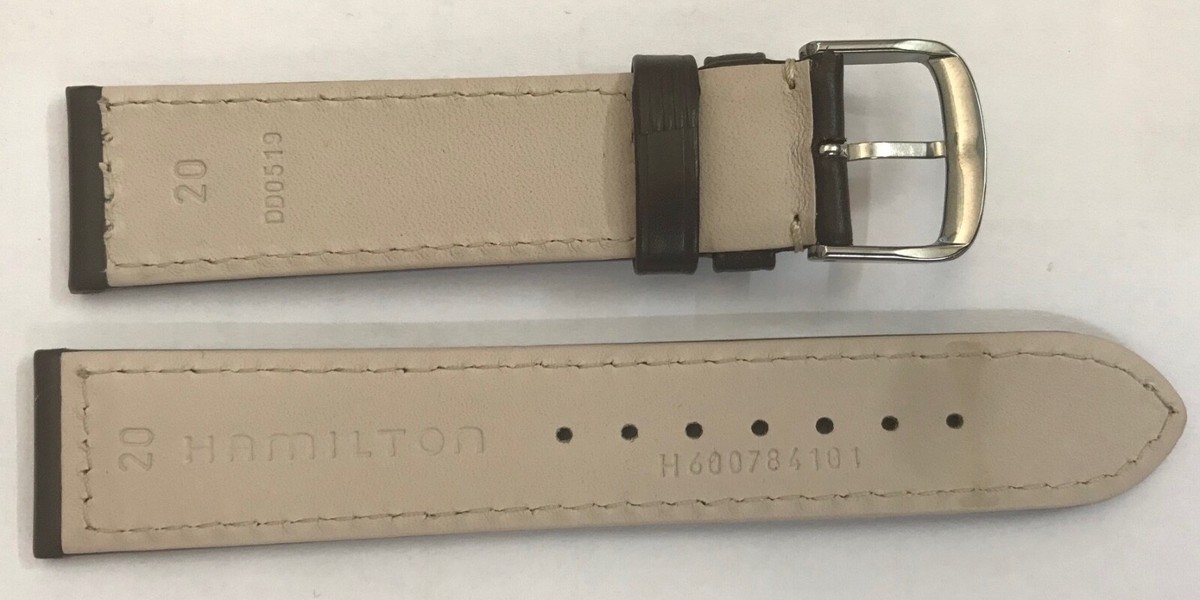 Bracelet Montre En Cuir Véritable Hamilton Braun - 20 Mm - Boucle Pin Inox - Marron Unisexe