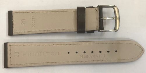 20mm Genuine Leather Watch Strap Hamilton Brown Buckle Stainless Steel Neutral - Picture 2 of 2