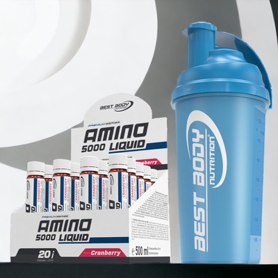 Best Body Amino Liquid 5000  20 Ampullen à 25 ml + Shaker in Blau 61,40 /Ltr