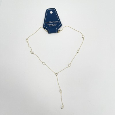 BELK SILVERWORKS Necklace Fine Silver Plate Fine Crystal Gold NWT 13.25'' Dainty 