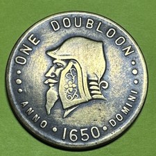 One Doubloon 1650 Anno Domini Pirate Gold Good For One Doubloon Brass Token