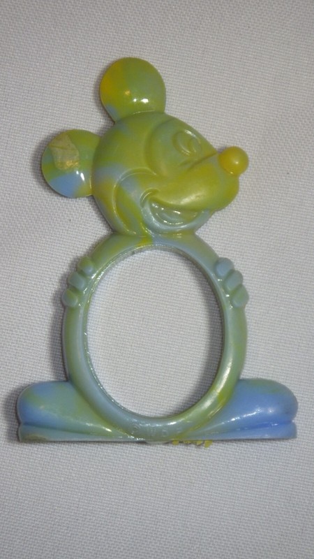 Vintage Plastic Disney WDP Mickey Mouse Napkin Ring Holder Marble Colors - RARE