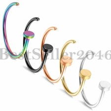 5 pcs Stainless Steel Hoop Drop Earring Nose Ring Body Piercing for Men Women