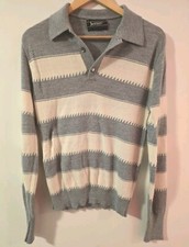 Vintage 60s 70s Jantzen Stripe Polo Retro Atomic Mod Shirt Sweater Medium USA