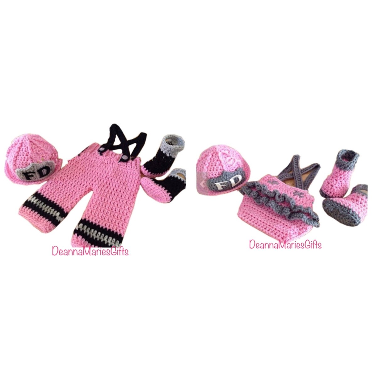 Newborn Crochet Firefighter Outfit, Baby Outfit, Baby Girl