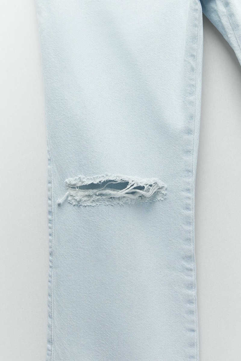 ZARA NEW WOMAN Z1975 RIPPED HIGH WAIST STRAIGHT LEG JEANS ZARA NEW WOMAN Z1975 RIPPED HIGH WAIST STRAIGHT LEG JEANS