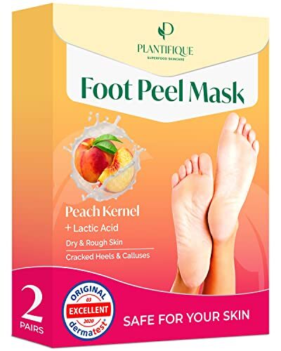 Foot Peel Mask with Peach by Plantifique - 2 Pack Foot Mask Dermatologically