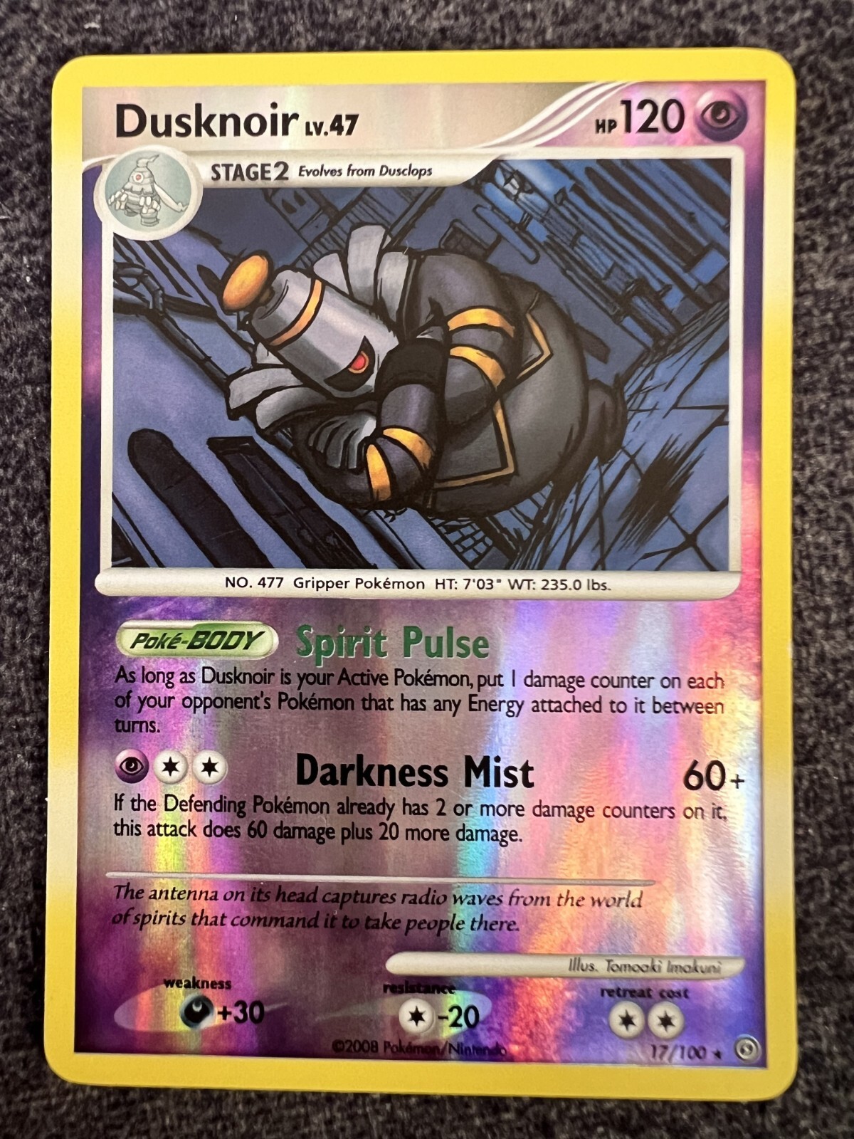 Dusknoir 17/100 Reverse Holo Pokemon Card NM