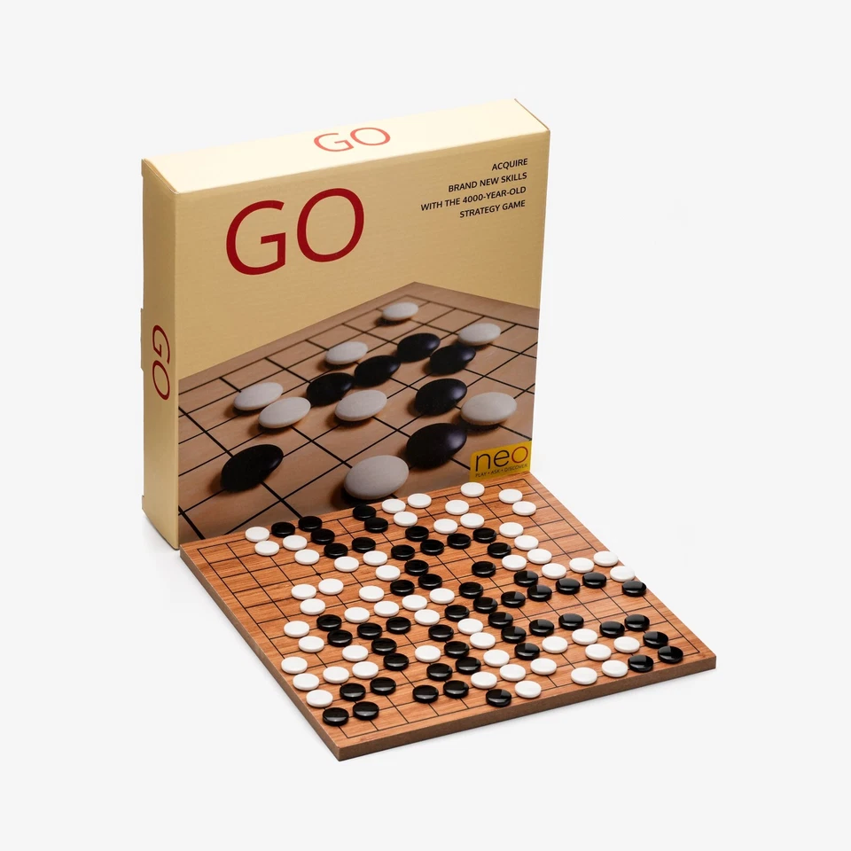 GO Game Set Engineered Wooden Board 14 mm Double Convex Lens Shaped Pieces