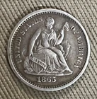 1865-s Seated Liberty Half Dime ,  XF , Scarce