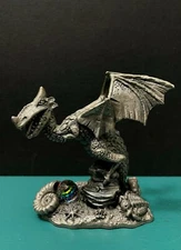Tudor Mint Myth Magic WAPW Pewter Prehistoric Dragon Diorama Miniature Figurine