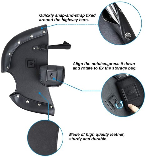 Black Soft Lowers Chaps Engine Guard Cover Leg Warmer Bags For Indian 2014-2023 - Picture 4 of 5