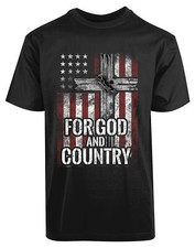 American USA Flag For God and Country New Men's Shirt Jesus Love Cross Religious
