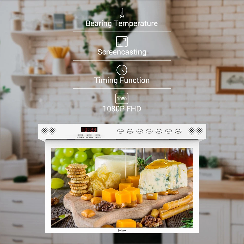 SYLVOX 15,6 pulgadas debajo del gabinete TV 1080P cocina TV aplicación integrada Smart RV TV Foto 3 de 4