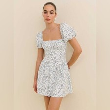 NEW Reformation Marielle Puff Sleeve Mini Sundress Hanna Blue Floral | size 2