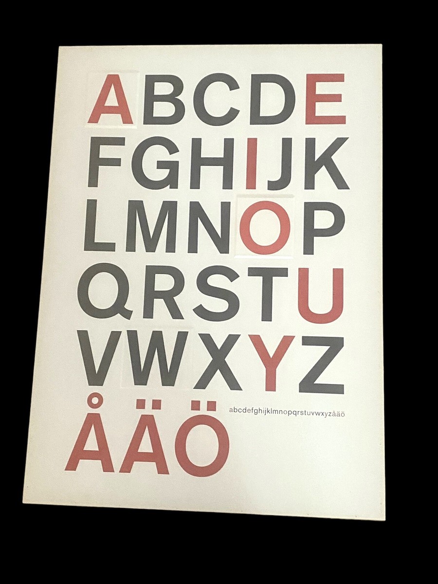 Vintage IKEA Olunda Swedish Alphabet Mod Pop Art Poster Anna