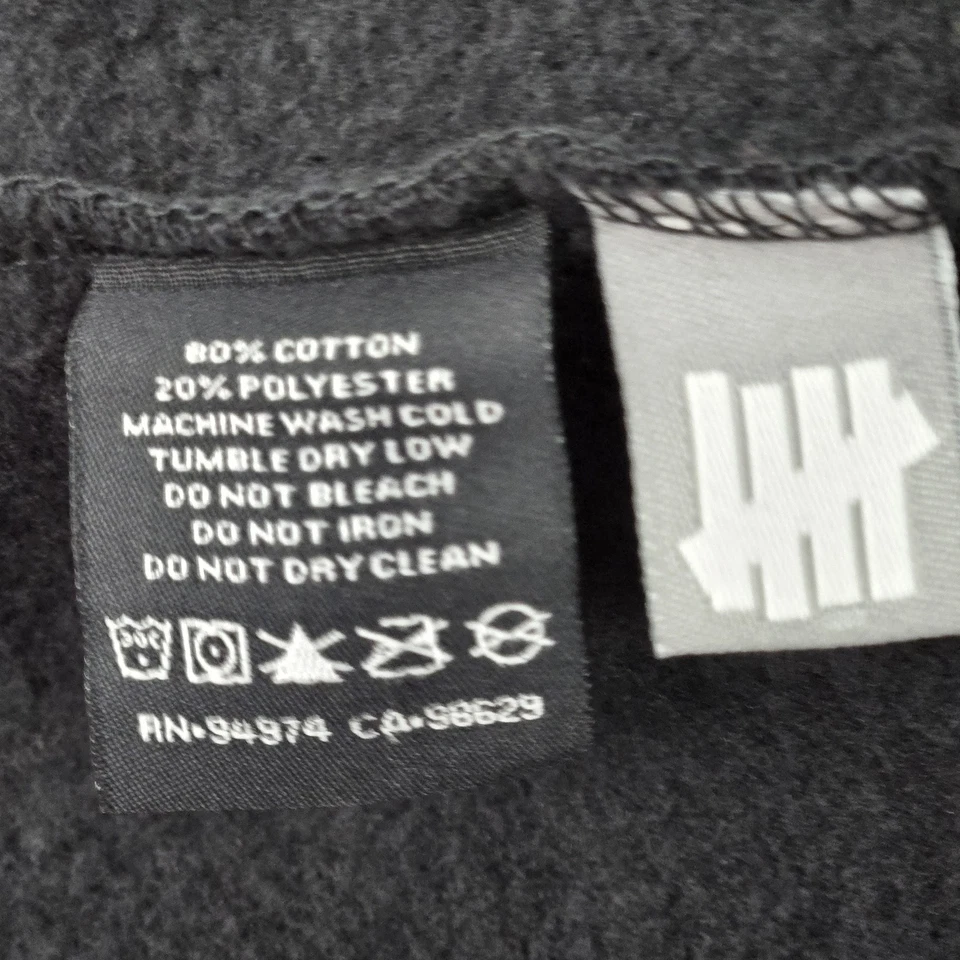 Undefeated Men Hoodie L Black Fleece Logo Long Sleeve Streetwear - Image 3 of 4