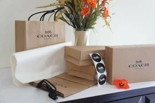 New  3 Coach Boxes(10" x 6"x 2.5"), 3 Coach paper bags, Tissue Paper & Stickers