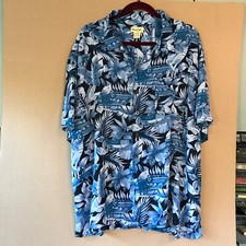 Vintage Panama Jack Shirt Mens XXL Blue Hawaiian Floral Aloha USA Made