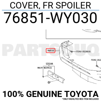 76851WY030 Genuine Toyota COVER, FR SPOILER 76851-WY030 | eBay