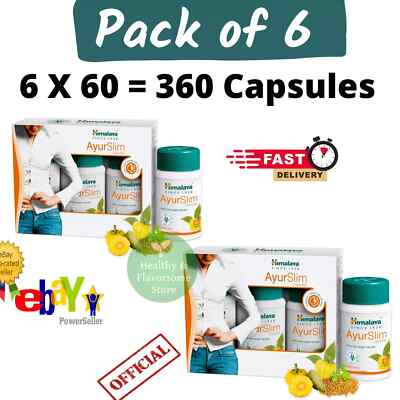 6 Boxen x Himalaya Ayurslim 360 Kapseln für Fatburner Gewichtsmanagement Abla...