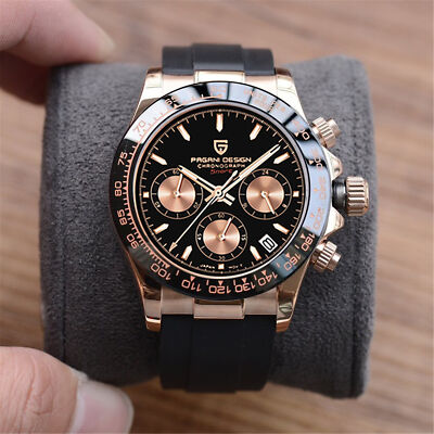 PAGANI DESIGN Men's Quartz Watch Waterproof Silicone Bracelet