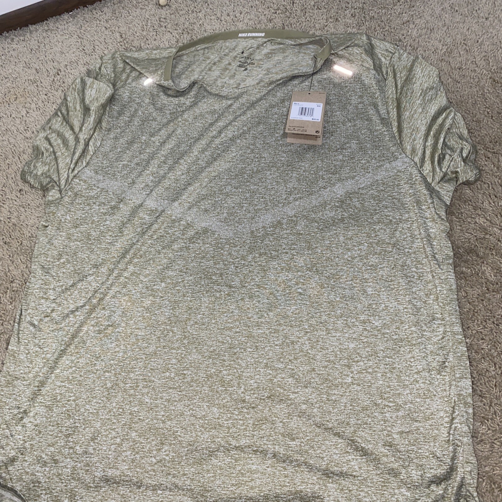 Nike Rise 365 Dri-Fit XXL Green Reflective Running Shirt CZ9184-277