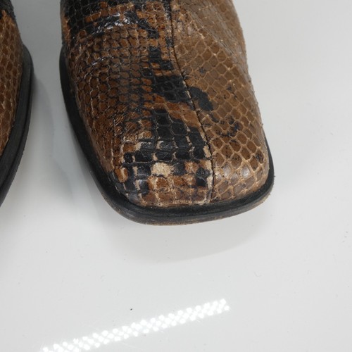 Buffalo London Boots Vintage 90s Snake Exotic Leather Python Brown Square Toe 7 - Picture 8 of 14