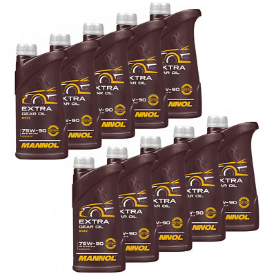 MANNOL Getriebeöl 10x 1Liter Extra 75W90 API GL 4 Schalt Getriebe Oel Öl