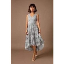 BHLDN Perri Lace V-Neck Dress Pale Blue Size 4.