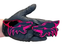 Coyote Badges Emblem PINK on Black , 2 Badges, Fender Angry Aggressive Racing