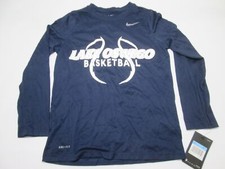 NWT Nike Youth Unisex Size M Long Sleeve Shirt Navy Crew Neck Dri-Fit Activewear