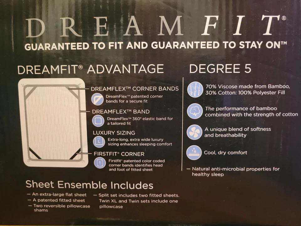 DREAMFIT 5° Bamboo Quilted Ensemble Sheet Set. TWIN SIZE NEW Color Sand - Imagem 2 de 2