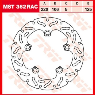 brake disk Scheibenbremse Bremsscheibe starr Racing MST 362 RAC von TRW passend