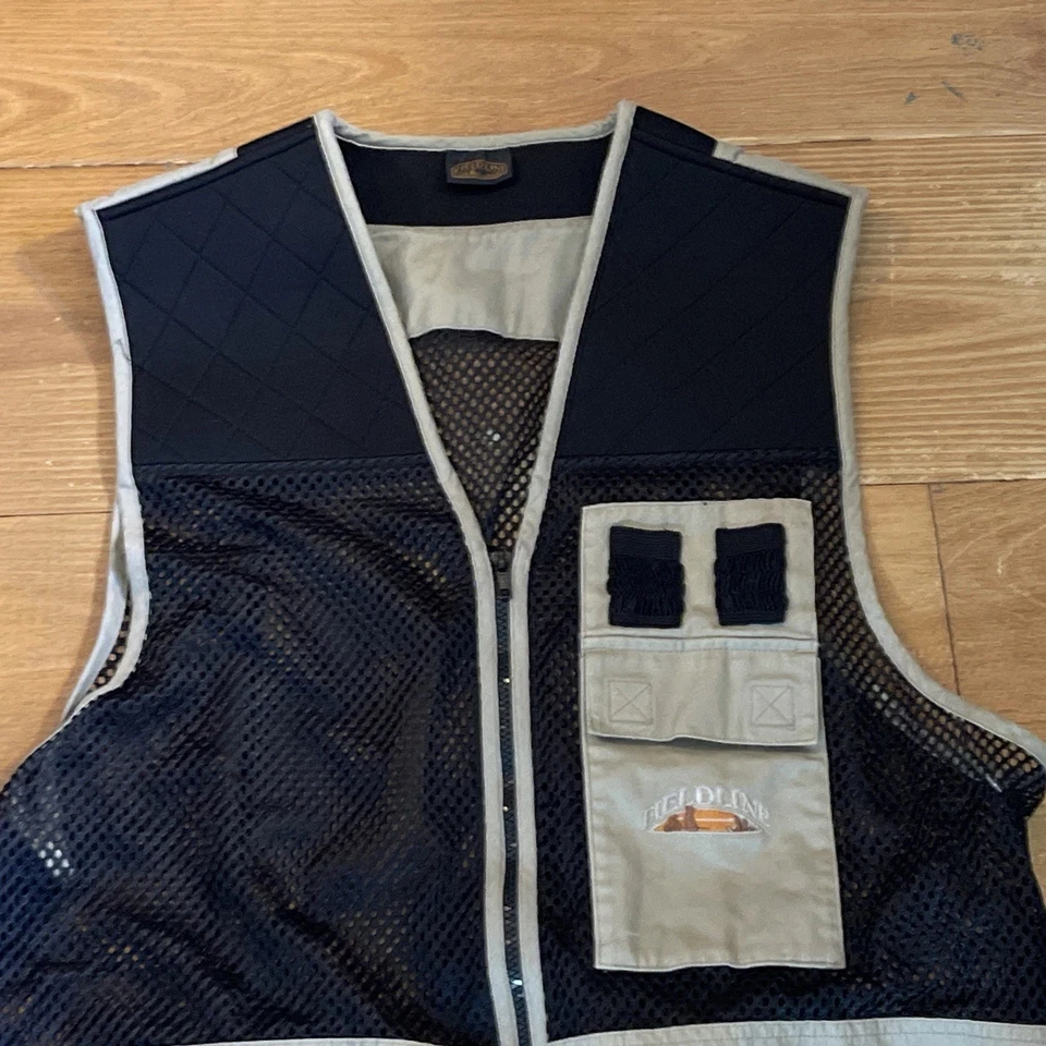 Fieldline Mens PC50-XL/XXL Hunting & Fishing Cotton/Mesh Vest Zip Up Black & Tan - Image 4 of 4