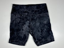 Lululemon Biker Shorts Women No Tag Black Gray Tie Dye Athletic Yoga