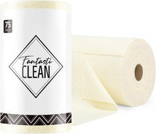 Microfiber Cleaning Cloth Roll- 75 Sheets, 12" x 12" Beige Super Absorbent,