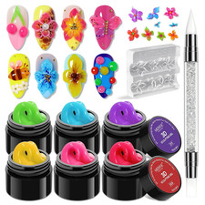 3D Nail Scupting Gel for Nail Art, 6PCS Neon Colors Non-Sticky | 3-In-1 Molding
