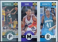 1996 Upper Deck Collector’s Choice Mini Panel Perkins Manning Rice NBA Card