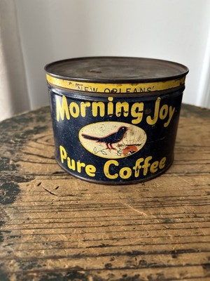 Morning Joy Pure Coffee Tin Can New Orleans Blue Bird Sunrise Graphics
