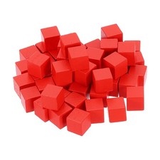 50Set Wood Blocks for Crafts 3/8" Unfinished Wooden Cube Wood Block Red