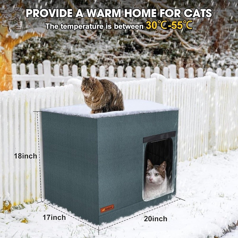 Heated Outdoor Cat House Insulated Weatherproof Shelter Feral Stray Cats New